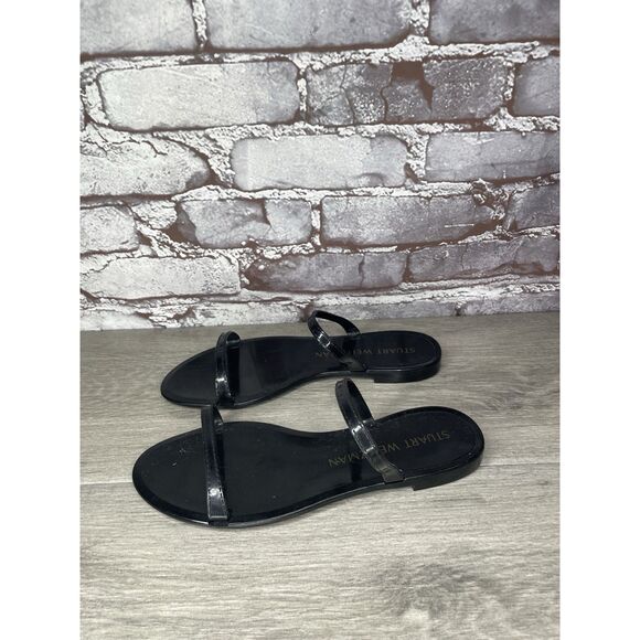 Stuart Weitzman Black Sawyer Jelly Flats Slides Sandals Women’s Sz 7M US/37.5EU - Picture 6 of 16